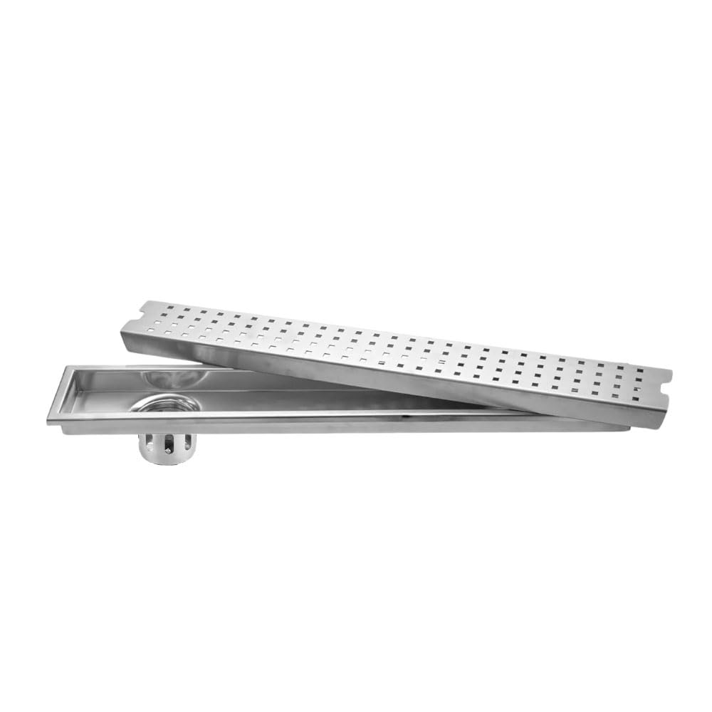 LMC Stainless Steel 304 Shower Drain Channel – Square Design Linear Bathroom Floor Drain