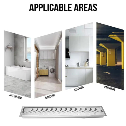 LMC Stainless Steel 304 Shower Drain Channel – Wave Design Linear Floor Drain for Bathroom