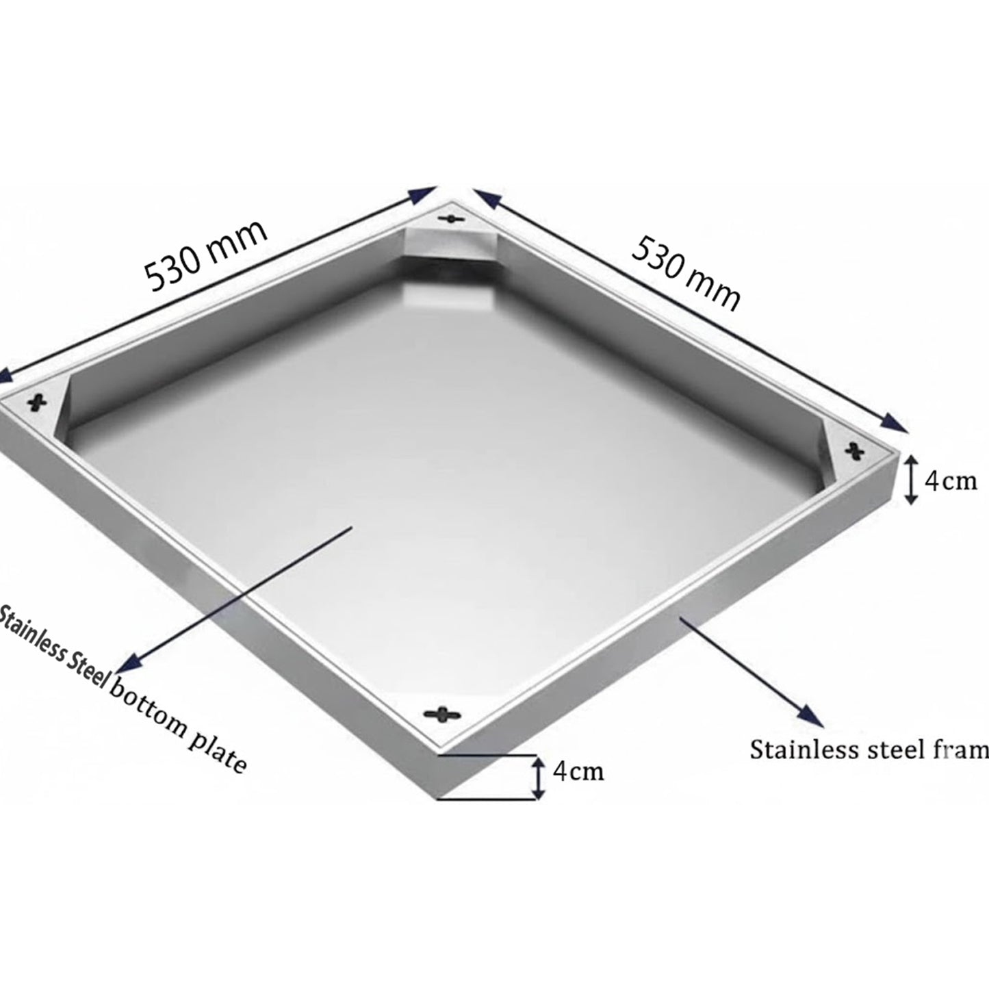 LMC Stainless Steel 304 Manhole Cover – Square Floor Access Cover with Frame | Multiple Sizes Available