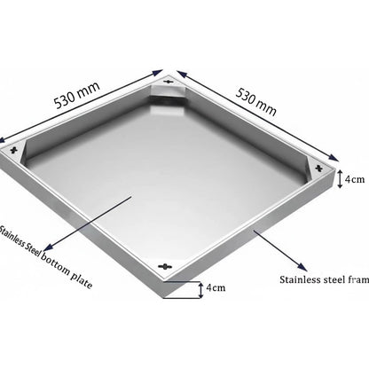 LMC Stainless Steel 304 Manhole Cover – Square Floor Access Cover with Frame | Multiple Sizes Available