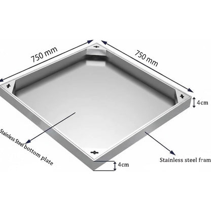 LMC Stainless Steel 304 Manhole Cover – Square Floor Access Cover with Frame | Multiple Sizes Available